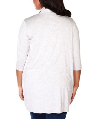 Plus Size Grommet-Trim Duster Cardigan Sweater