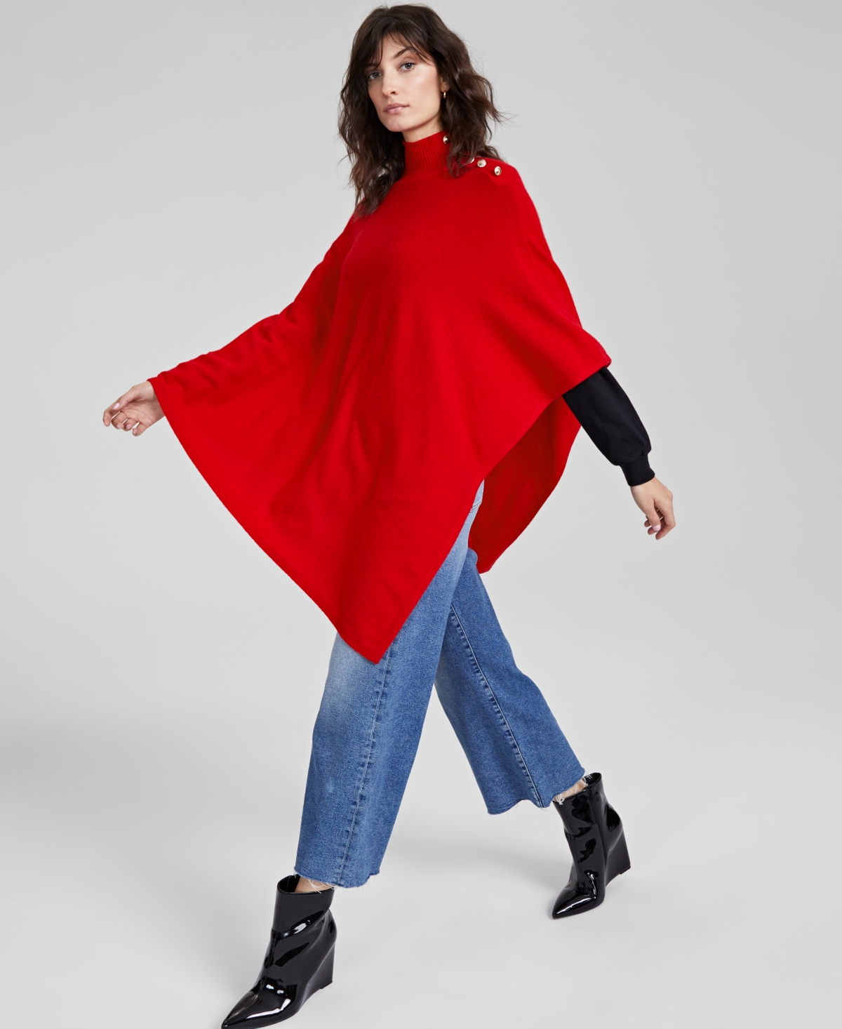 Charter Club Women's 100% Cashmere Turtleneck Poncho, Created for Macy's