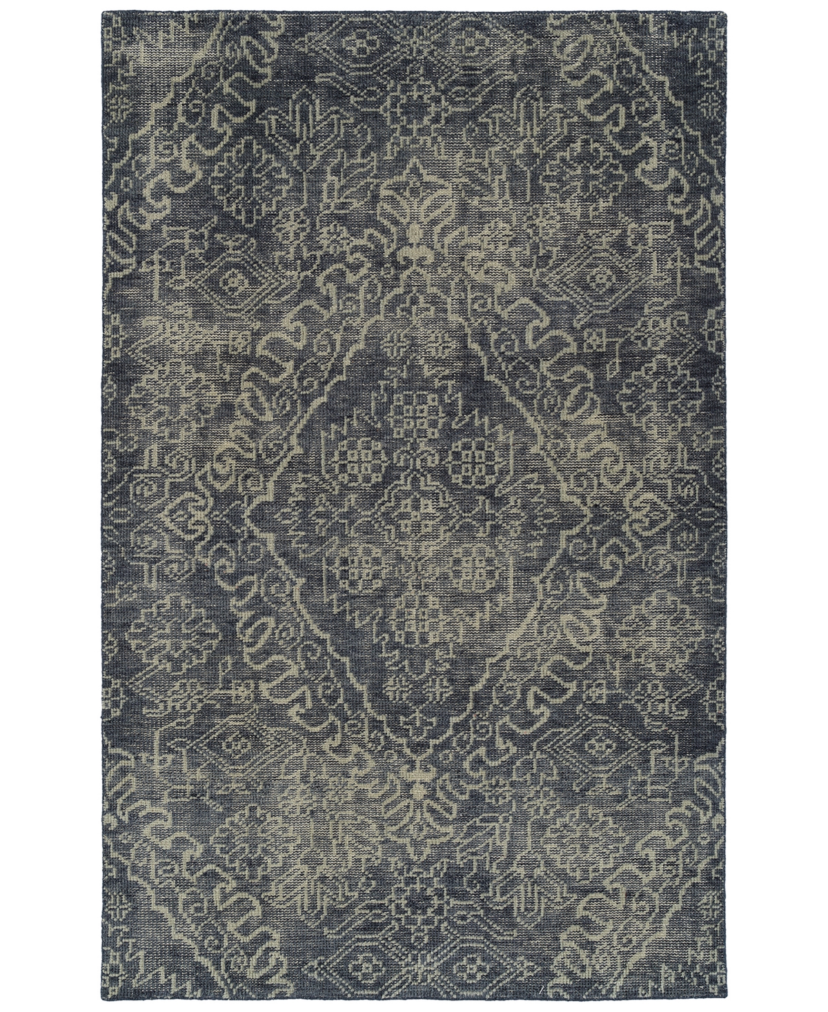 Hilary Farr Knotted Earth Hke02 Area Rug, 4' X 6' In Navy