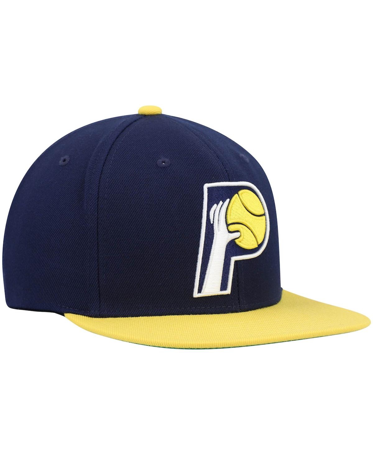 Men's Mitchell & Nessand Gold Indiana Pacers Hardwood Classics Team Two-Tone 2.0 Snapback Hat - Navy, Gold