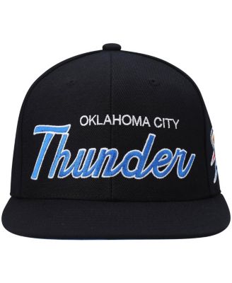 Men's Black Oklahoma City Thunder Hardwood Classics Script 2.0 Snapback Hat