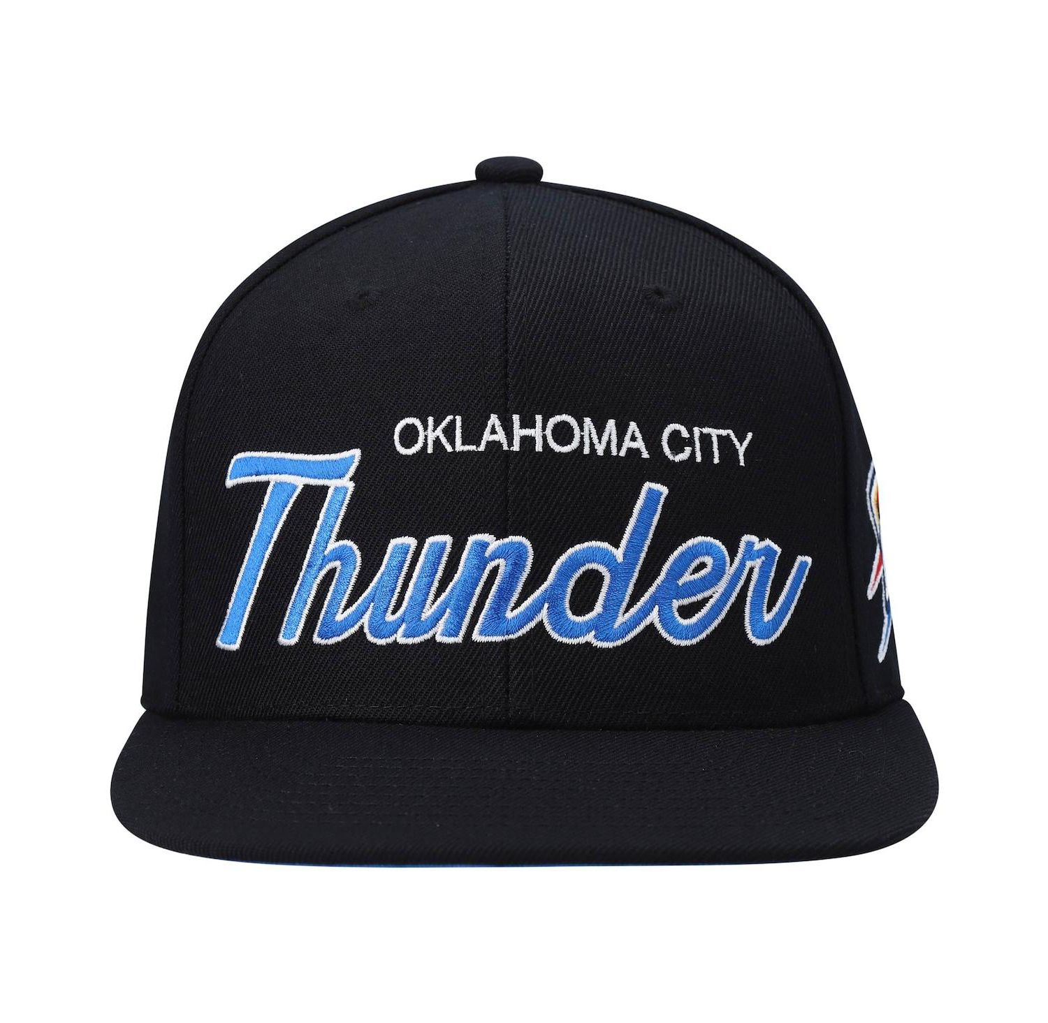 Men's Black Oklahoma City Thunder Hardwood Classics Script 2.0 Snapback Hat