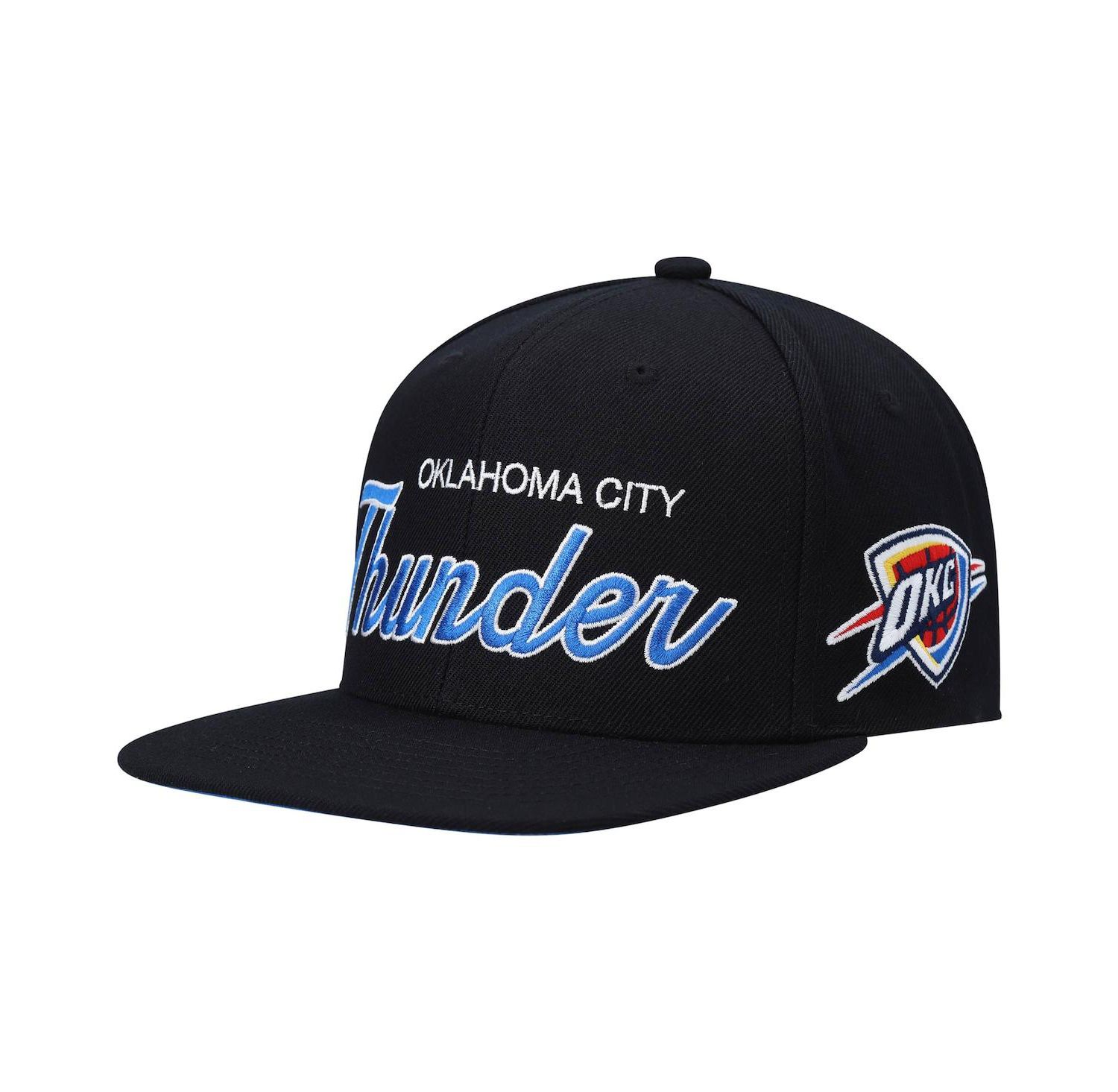 Men's Black Oklahoma City Thunder Hardwood Classics Script 2.0 Snapback Hat