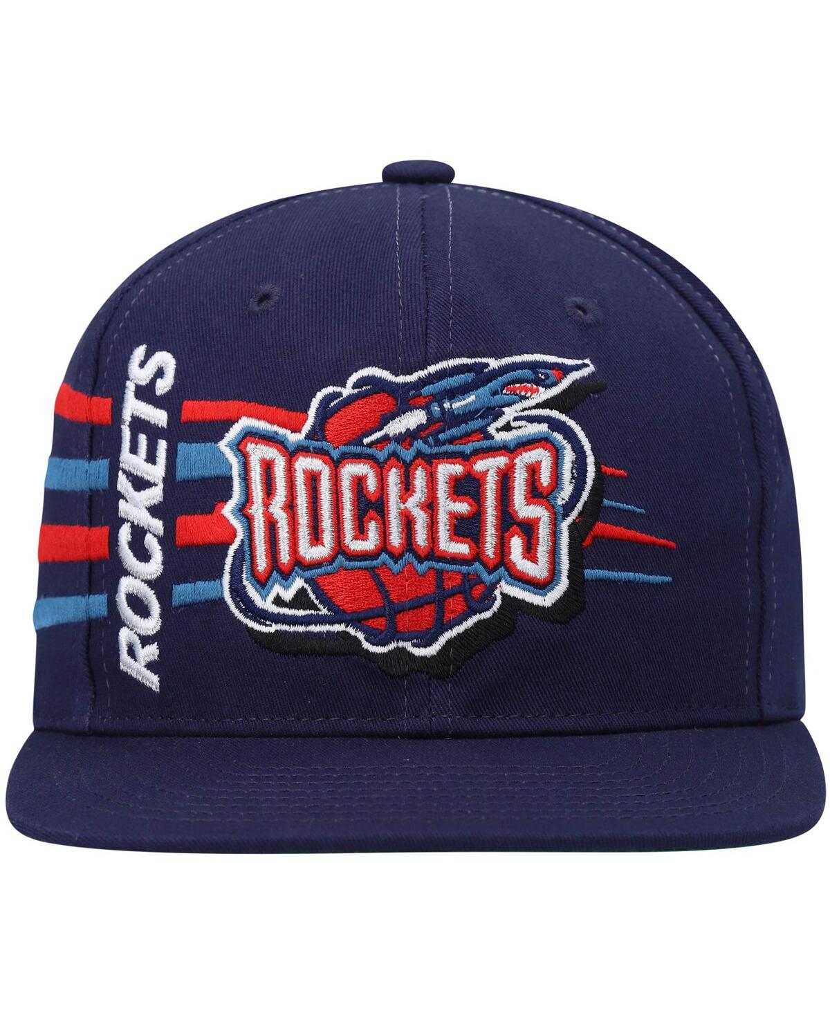Men's Mitchell & NessHouston Rockets Hardwood Classics Retro Bolt Deadstock Snapback Hat - Navy