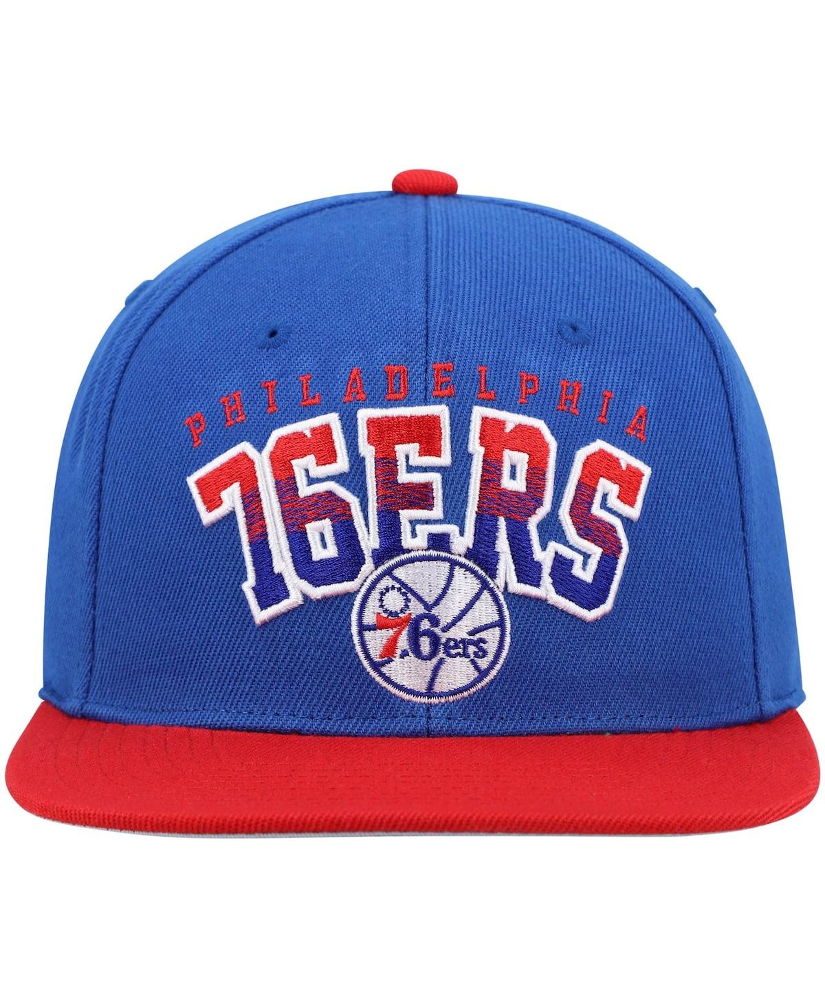 Mitchell & Ness Men's  Royal And Red Philadelphia 76ers Hardwood Classics Gradient Wordmark Snapback In Royal,red
