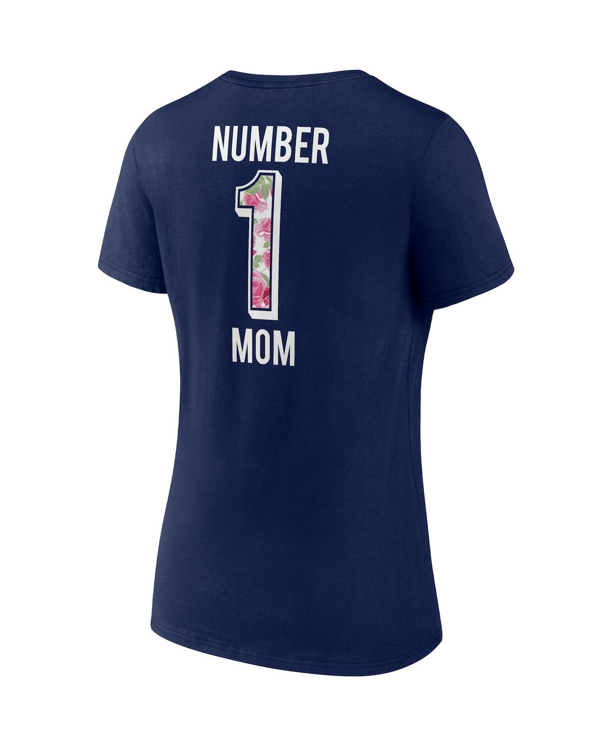 Fanatics Women's  Navy New England Patriots Plus Size Mother's Day #1 Mom V-neck T-shirt In Navy