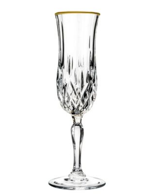 Opera Gold Collection 4 Piece Crystal Flute Glass with Gold Rim Set