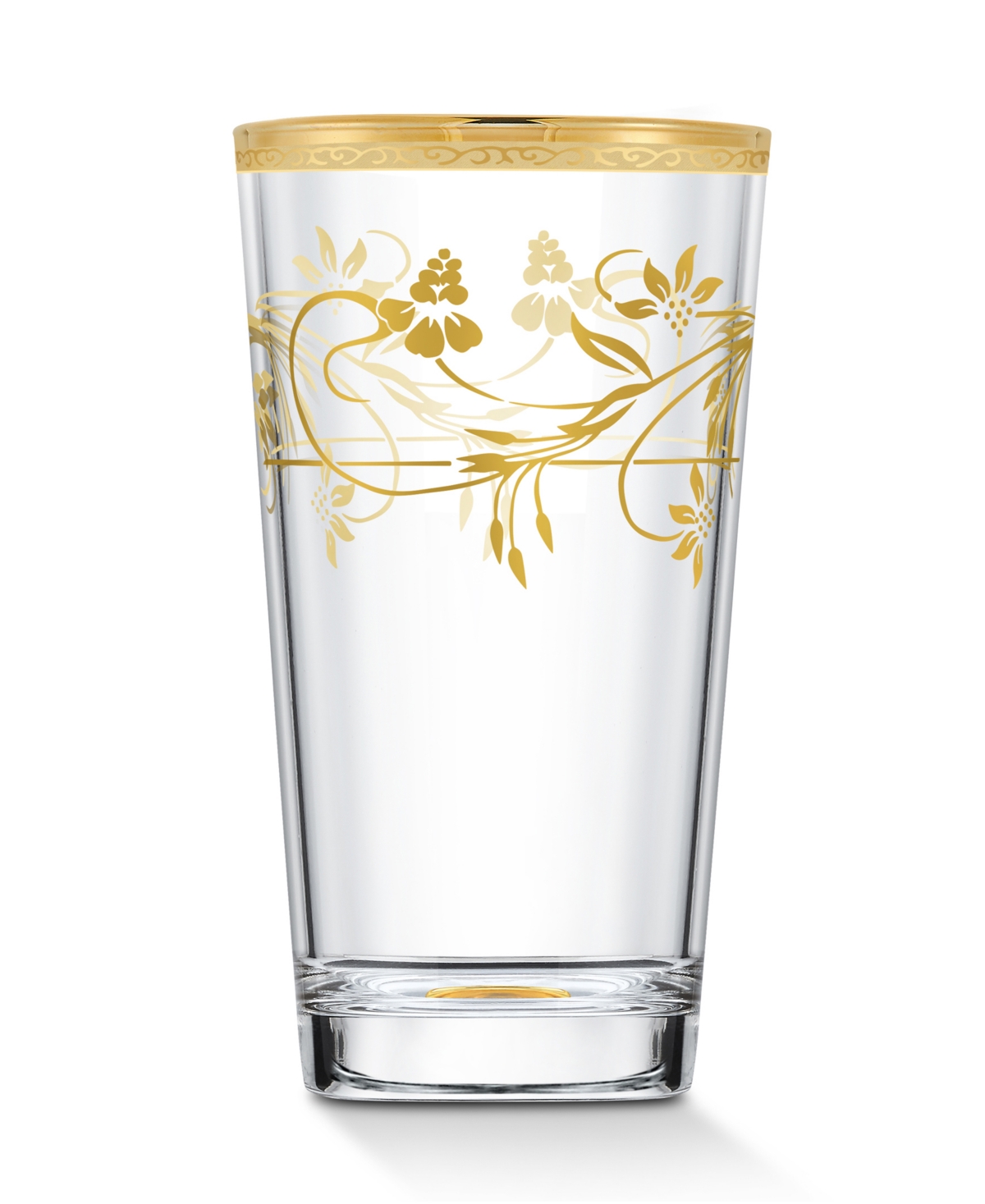 Lorren Home Trends 4 Piece Rosalia Flower High Ball Set - Gold-Tone
