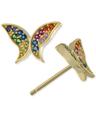 Giani Bernini - Rainbow Cubic Zirconia Butterfly Stud Earrings in 18k Gold-Plated Sterling Silver