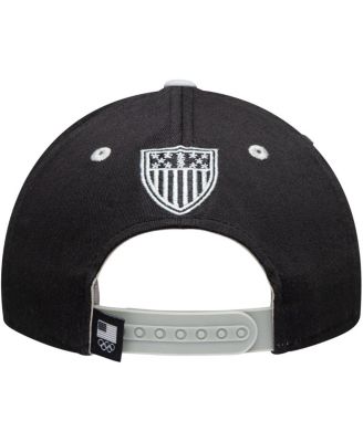 Big Boys Black and Gray Team USA Latitude Two-Tone Structured Adjustable Snapback Hat