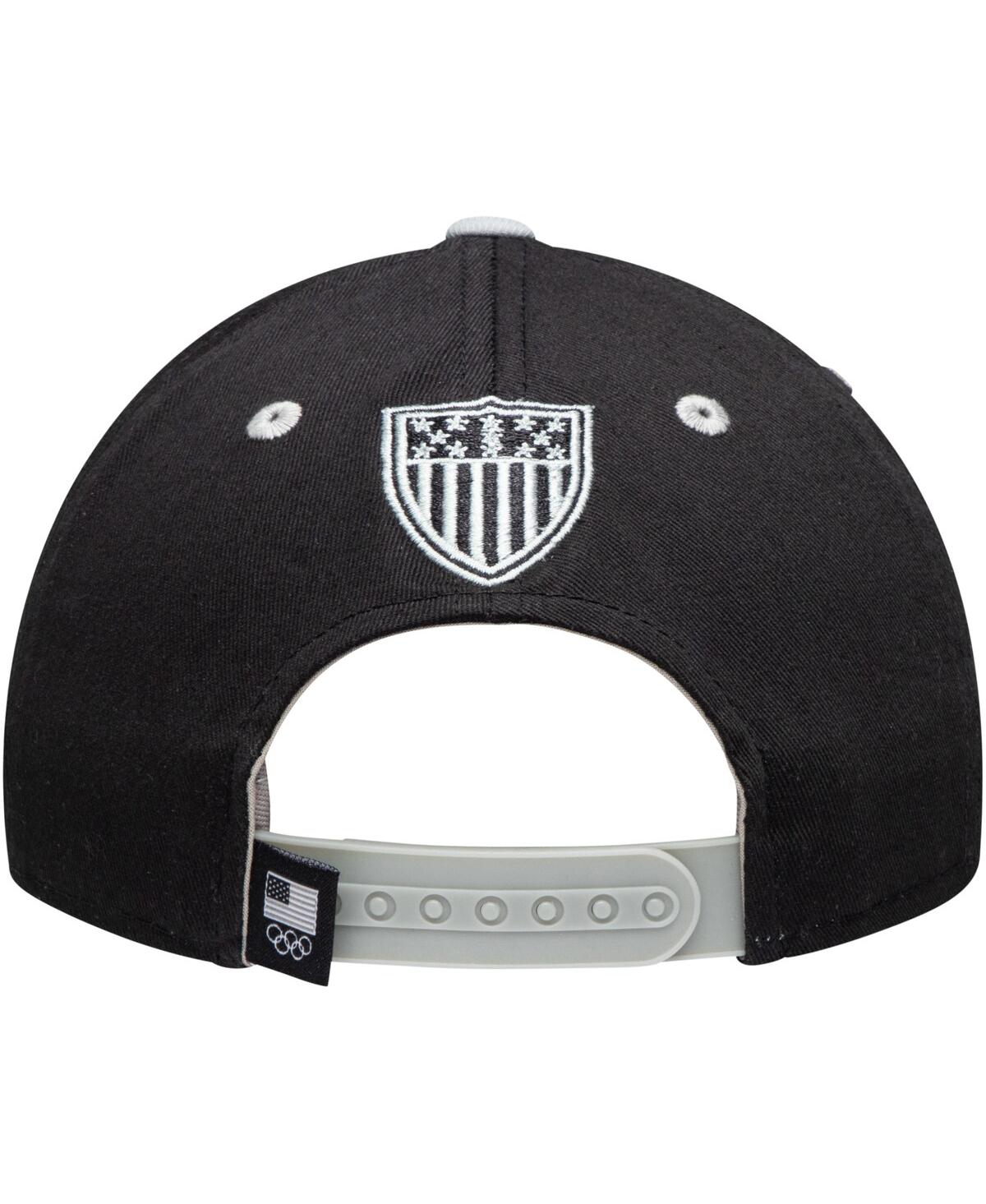 Outerstuff Big Boys Black And Gray Team Usa Latitude Two-tone Structured Adjustable Snapback Hat In Black,gray