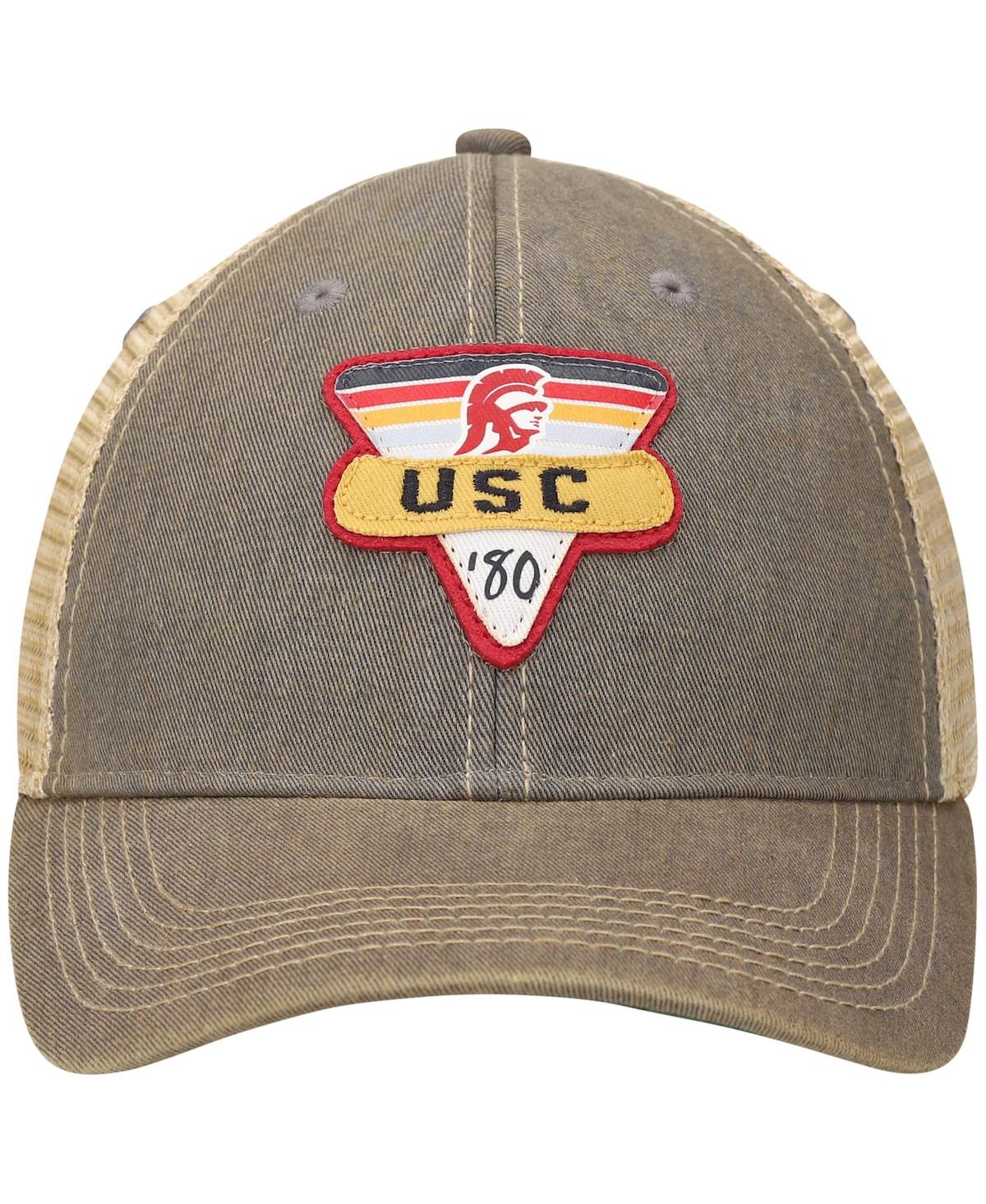LEGACY ATHLETIC MEN'S GRAY USC TROJANS LEGACY POINT OLD FAVORITE TRUCKER SNAPBACK HAT 