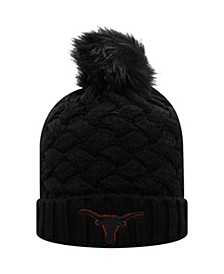 Women's Black Texas Longhorns Frankie Cuffed Knit Hat with Pom