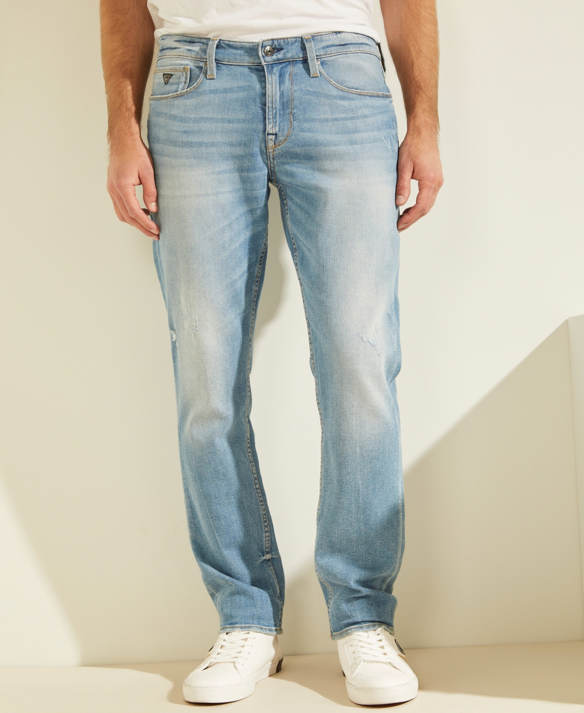 Shop Guess Men's Faded Slim Tapered Jeans In Light Wash