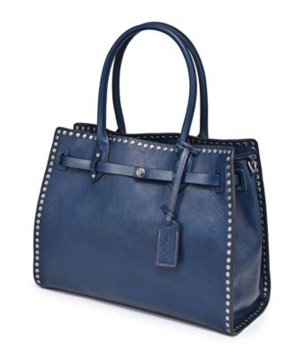 Westland Large Studded Leather Satchel Bag