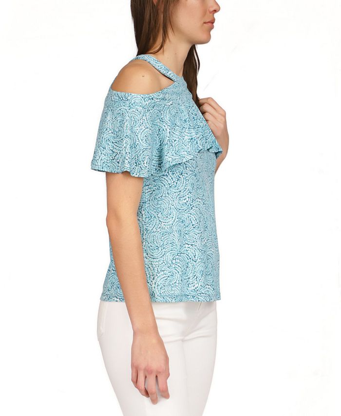 Michael kors cold shop shoulder flounce top