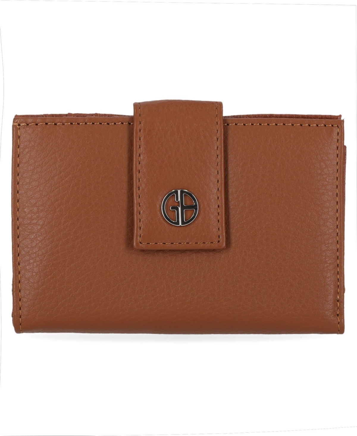 Giani Bernini Framed Indexer Leather Wallet, Created For Macy's In Cognac,silver