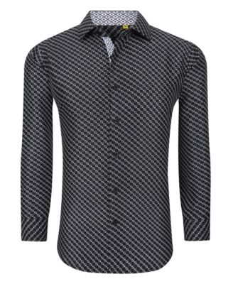 Men's Business Geometric Long Sleeve Button Down Shirt