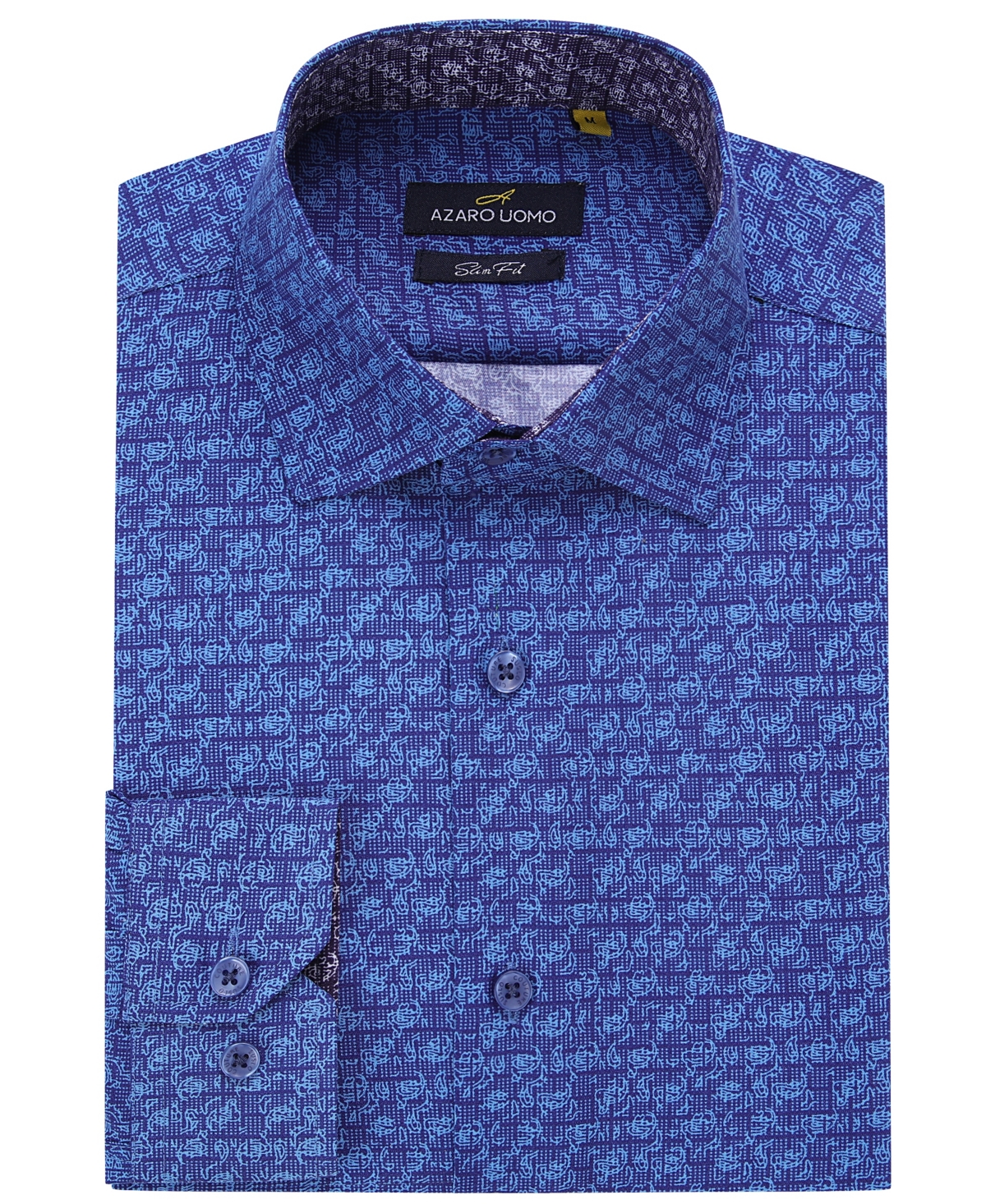 Men's Business Geometric Long Sleeve Button Down Shirt - Burgundy