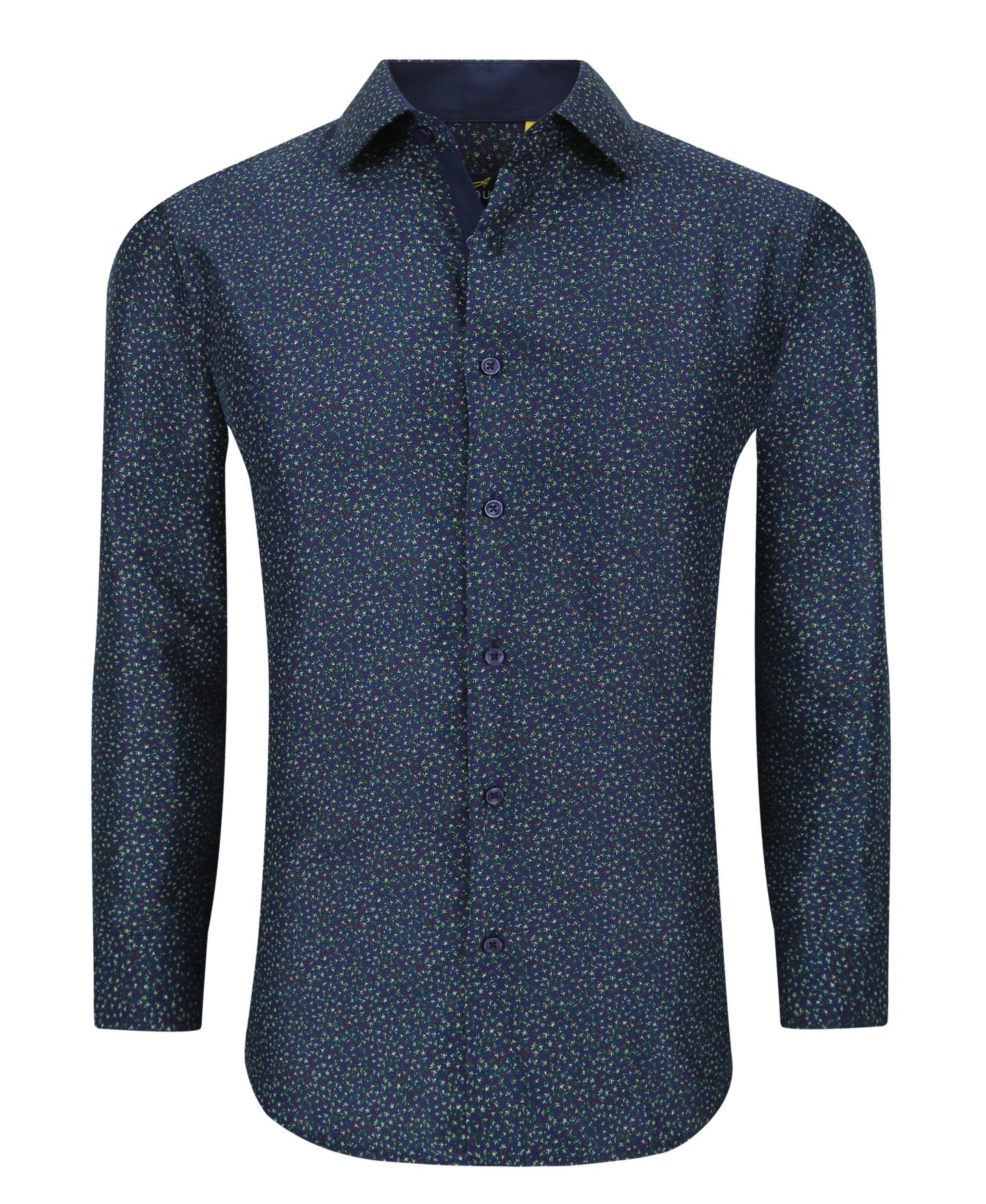 Мужская рубашка Azaro Uomo Business Geometric Long Sleeve Button Down Shirt, цвет: Тёмно-синий — фото 3