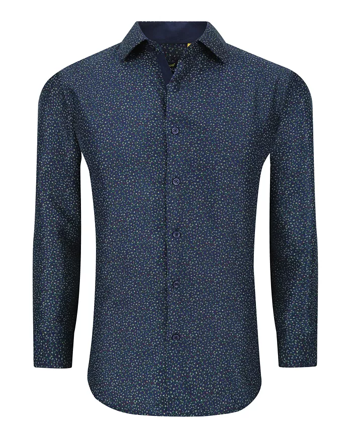 Men's Business Geometric Long Sleeve Button Down Shirt - thumbnail 3