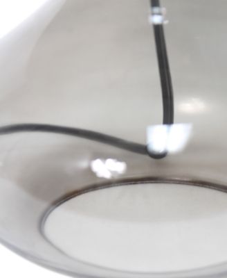 Glass Raindrop Table Lamp with Fabric Shade, Green with White Shade