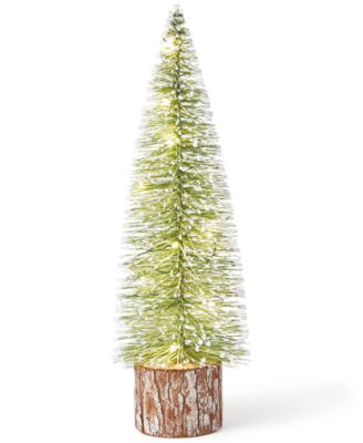 Northern Lights Green Sisal Small Tree with Wood Base LED Light-Up Decor