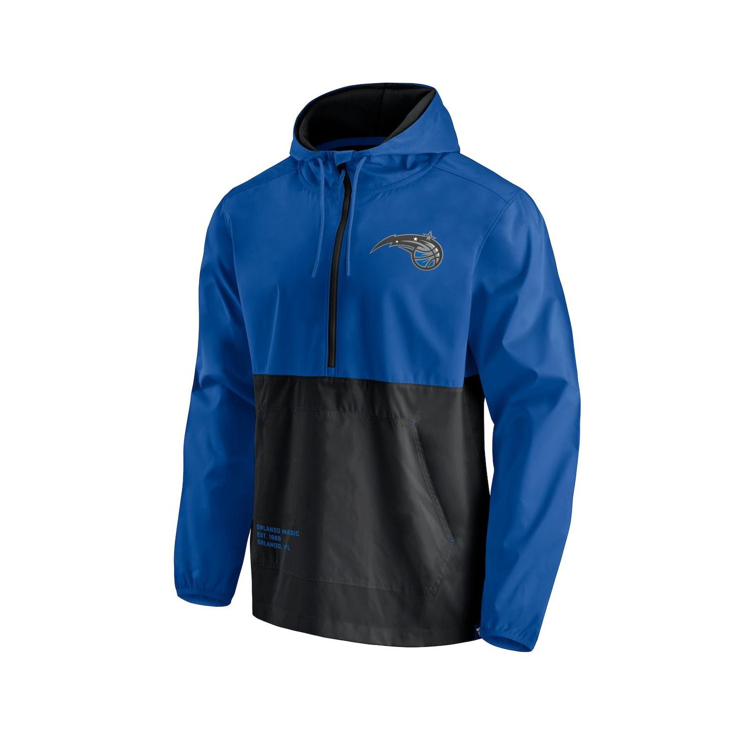 Men's Blue, Black Orlando Magic Anorak Block Party Windbreaker Half-Zip Hoodie Jacket