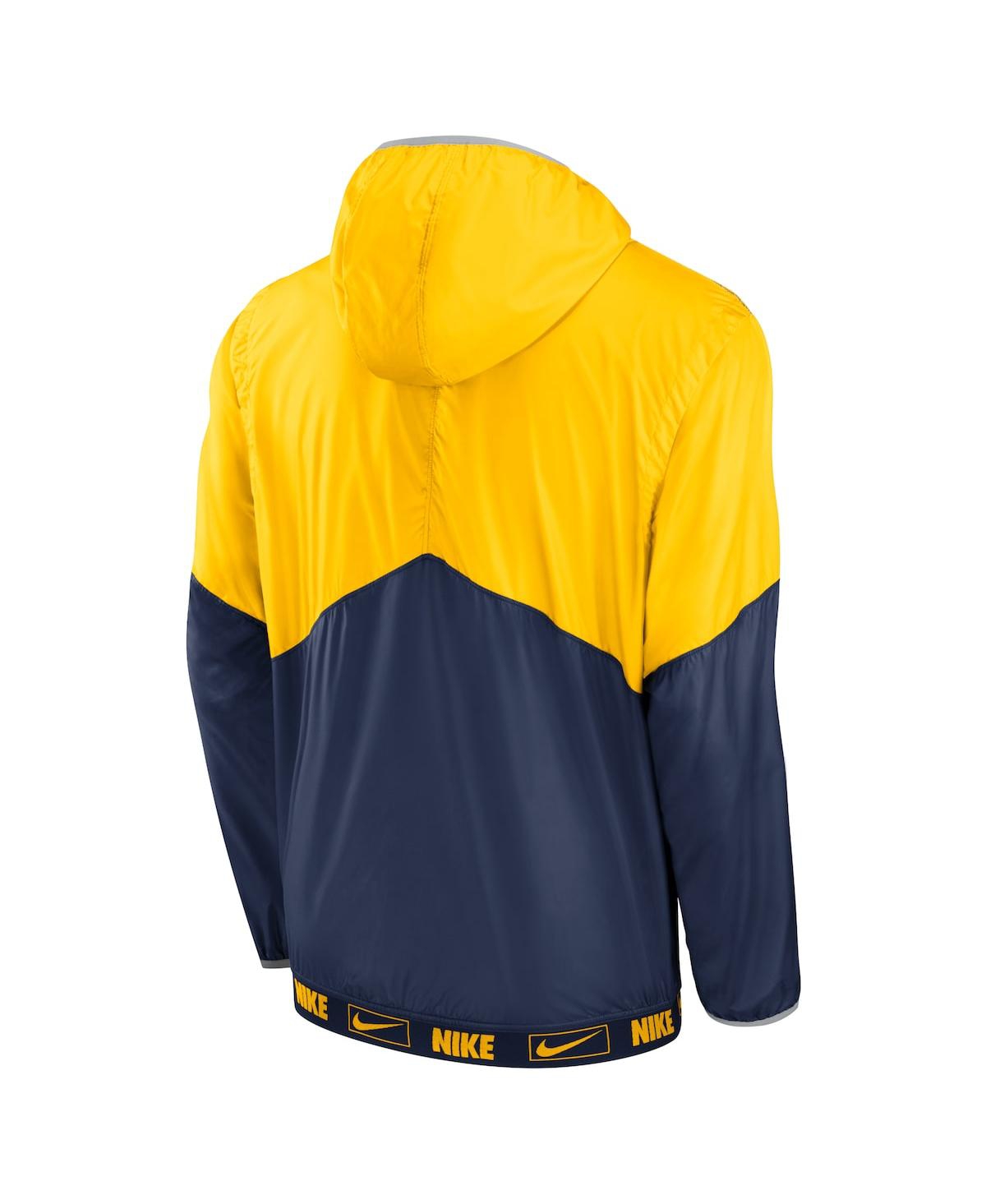 Shop Nike Men's  Gold, Navy Milwaukee Brewers Overview Half-zip Hoodie Jacket In Gold,navy