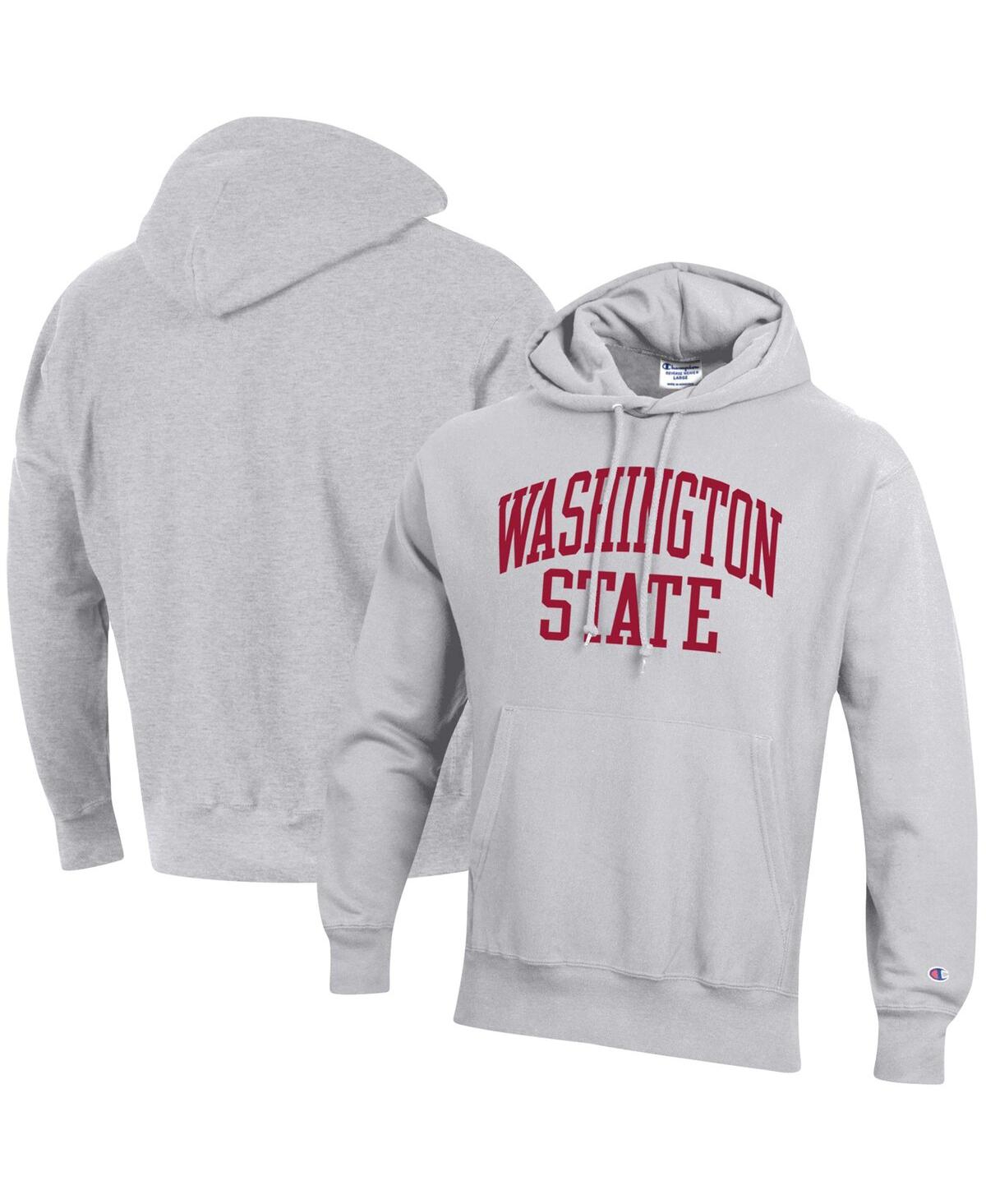 Shop Champion Men's  Heathered Gray Washington State Cougars Team Arch Reverse Weave Pullover Hoodie