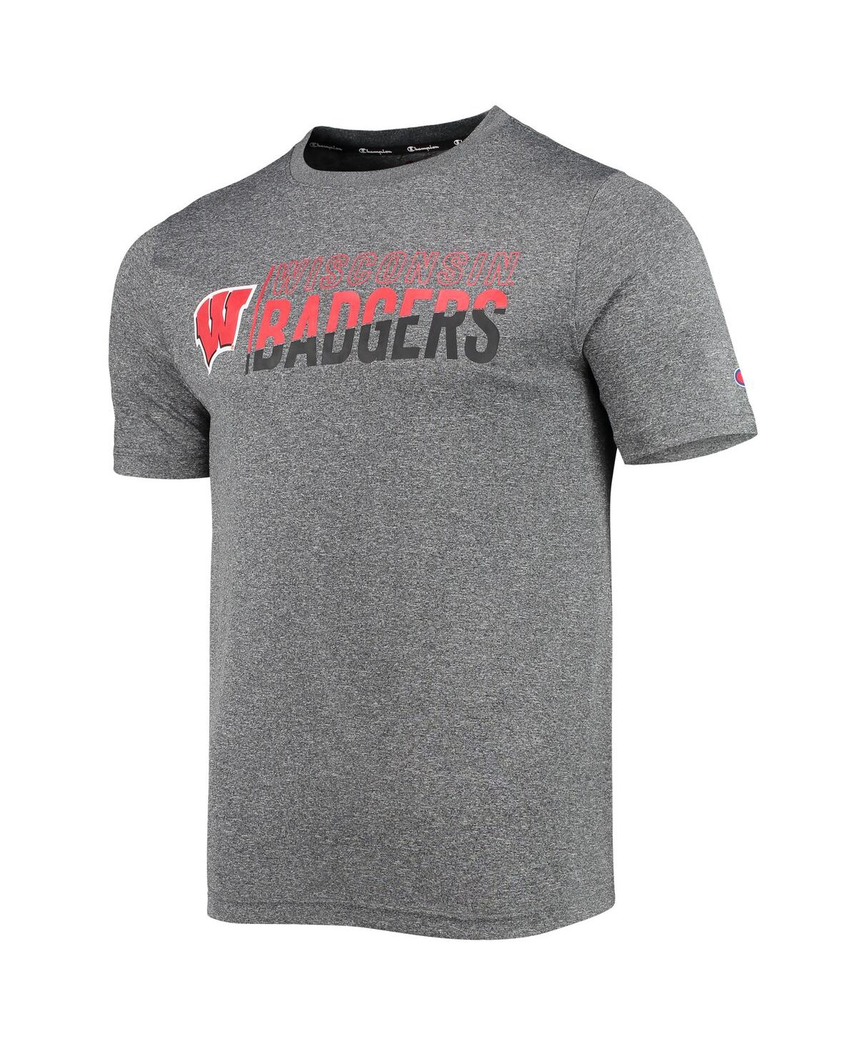 Shop Champion Men's  Gray Wisconsin Badgers Slash Stack T-shirt