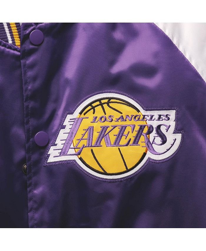 Starter Men's Purple, Gold Los Angeles Lakers Reliever Varsity Satin ...