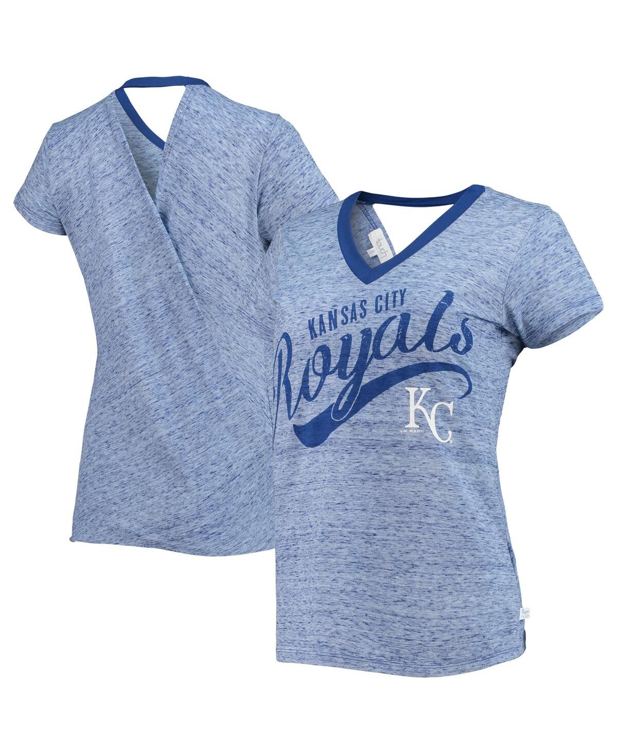 Women's Touch Royal Kansas City Royals Hail Mary Back Wrap Space-Dye V-Neck T-shirt - Royal