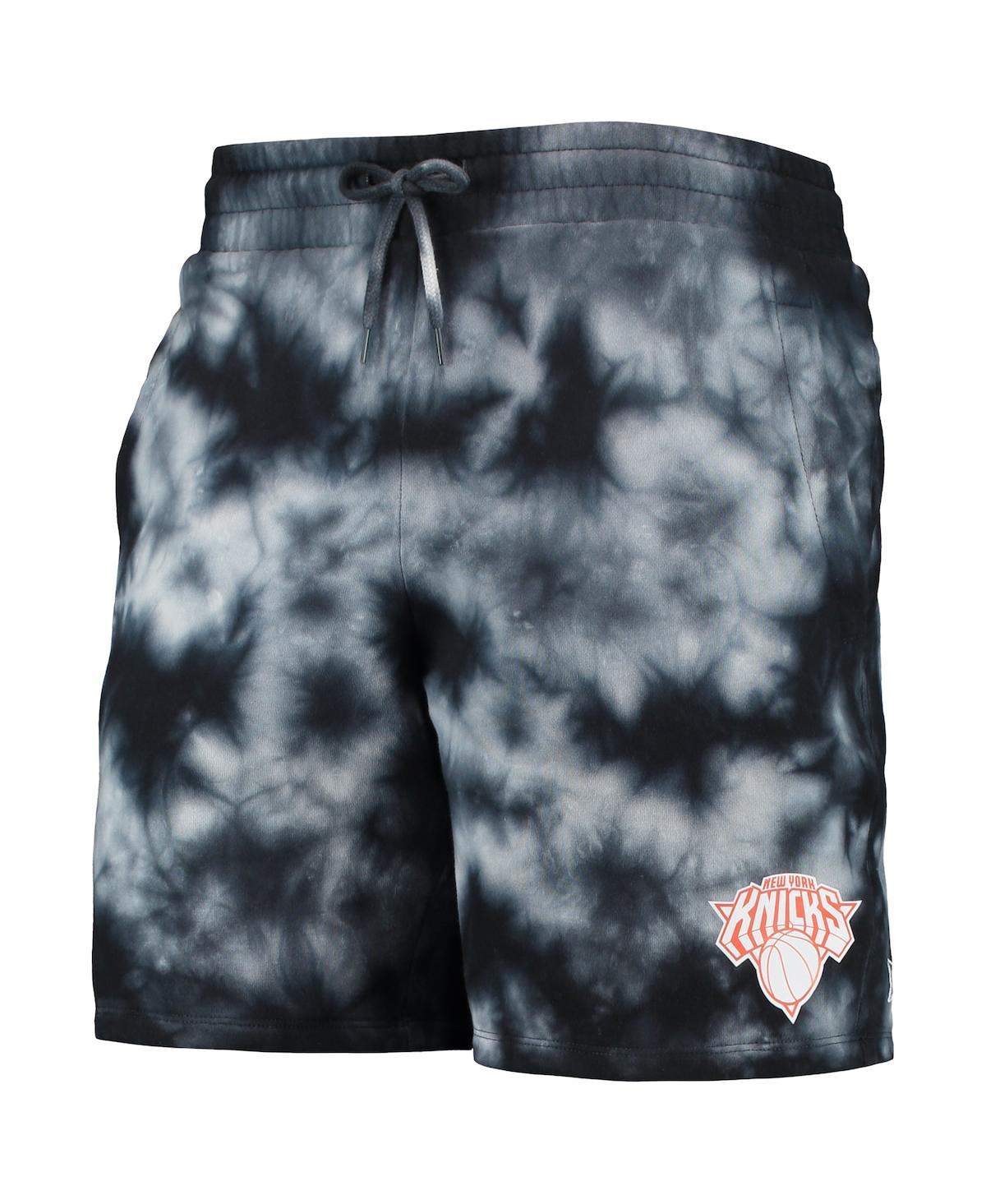 NEW ERA MEN'S NEW ERA BLACK NEW YORK KNICKS FLEECE TIE-DYE SHORTS 