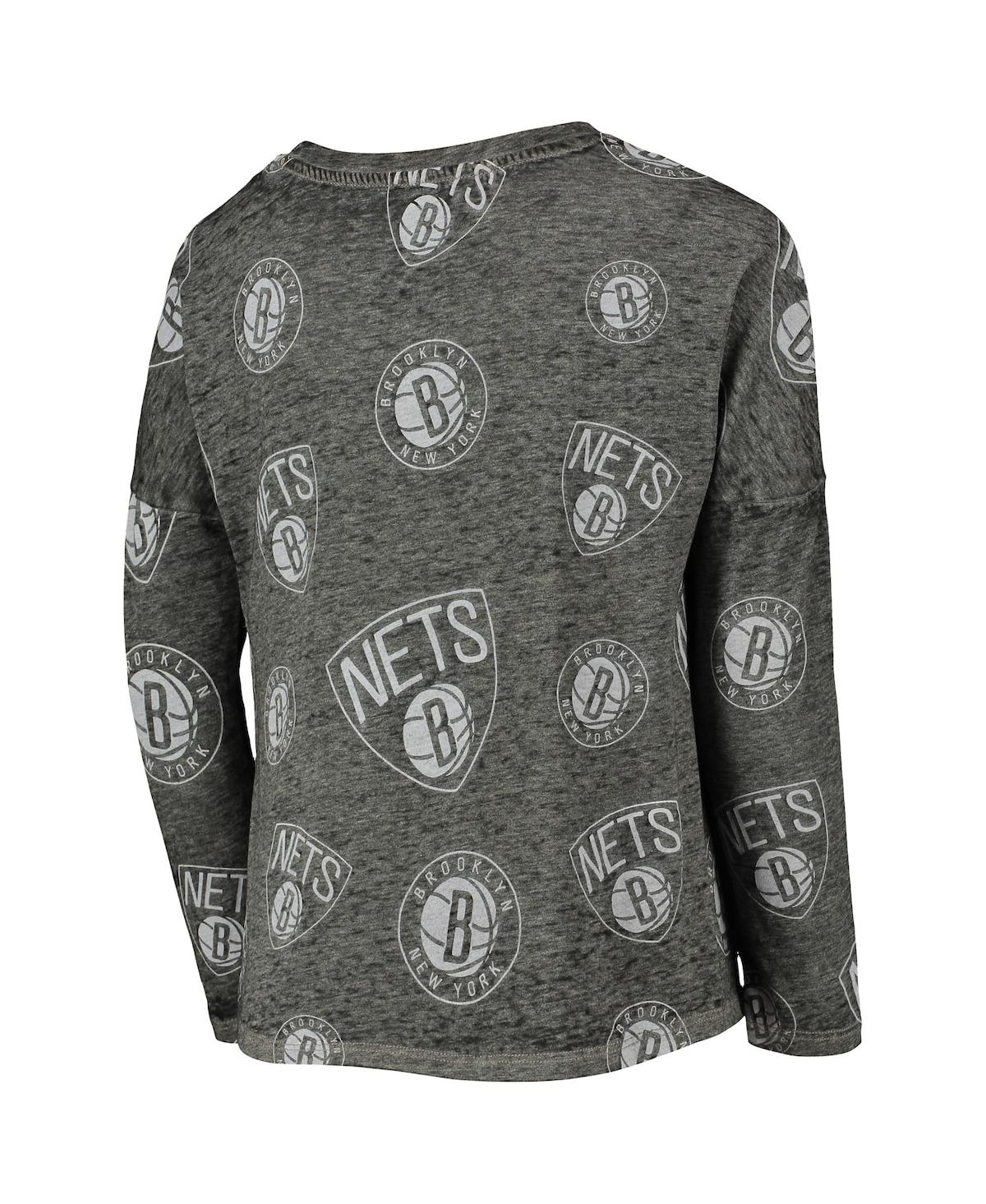 Big GirlsBrooklyn Nets Back in Action Long Sleeve T-shirt - Heathered Black