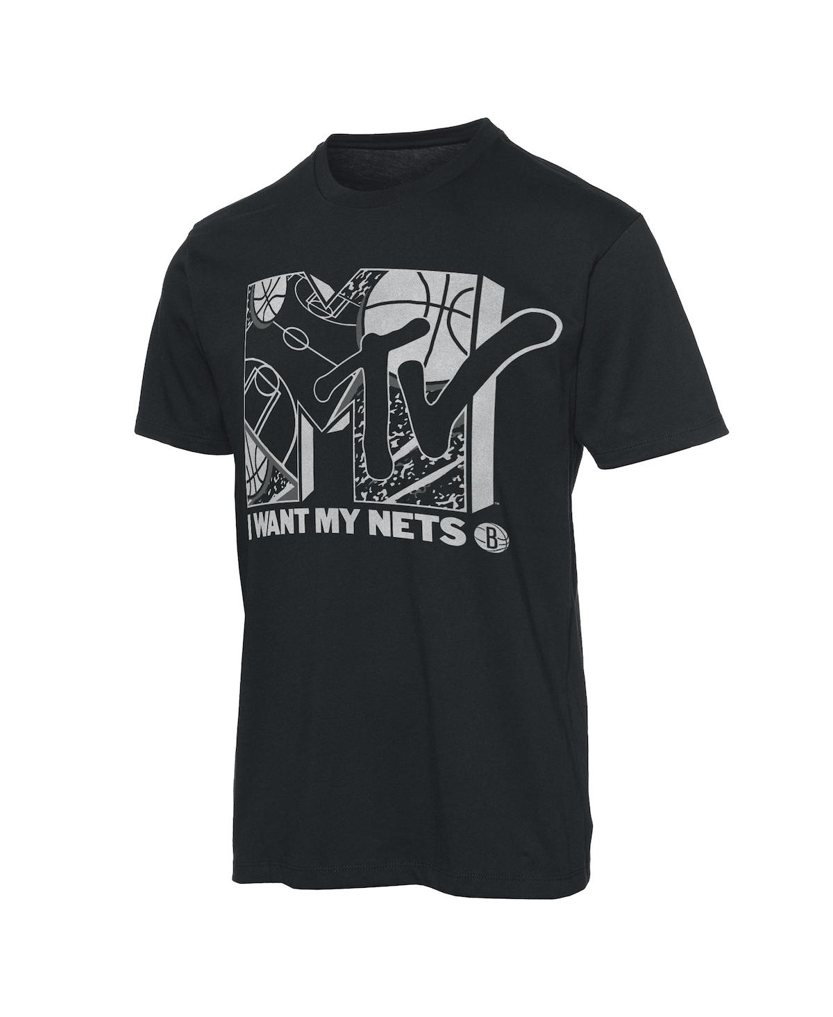 Shop Junk Food Men's  Black Brooklyn Nets Nba X Mtv I Want My T-shirt