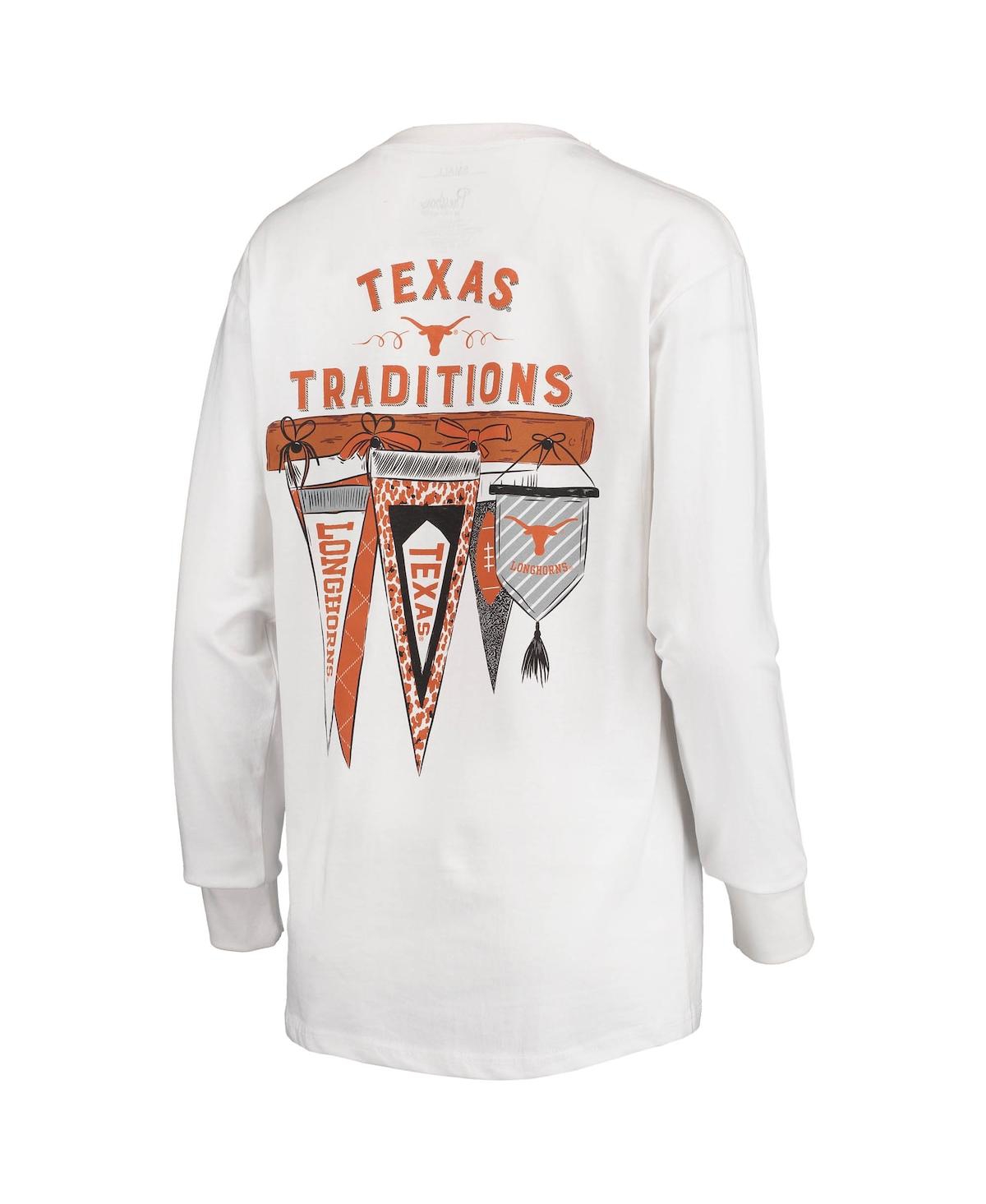 Shop Pressbox Women's  White Texas Longhorns Traditions Pennant Long Sleeve T-shirt