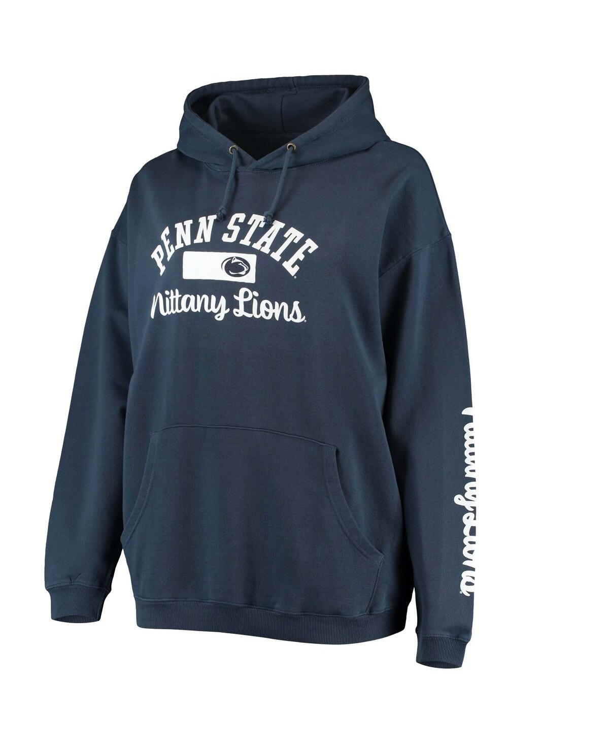 Shop Pressbox Women's  Navy Penn State Nittany Lions Rock N Roll Super Oversized Pullover Hoodie