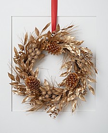 Gold Pine Cone, Leaves & Pine Wreath, Created for Macy's