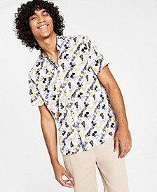 Men's Slim-Fit Performance Stretch Floral Print Short-Sleeve Button-Down Shirt