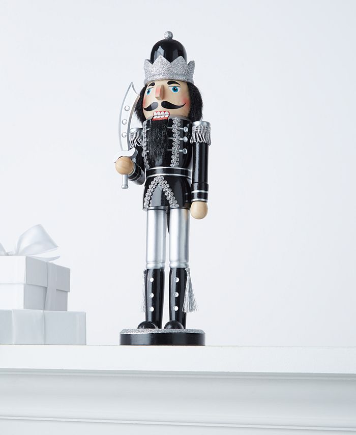 Holiday Lane Black & White Black & Silver Nutcracker King with Knife