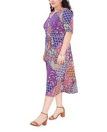 MSK Plus Size Belted Floral Midi Dress - Macy's
