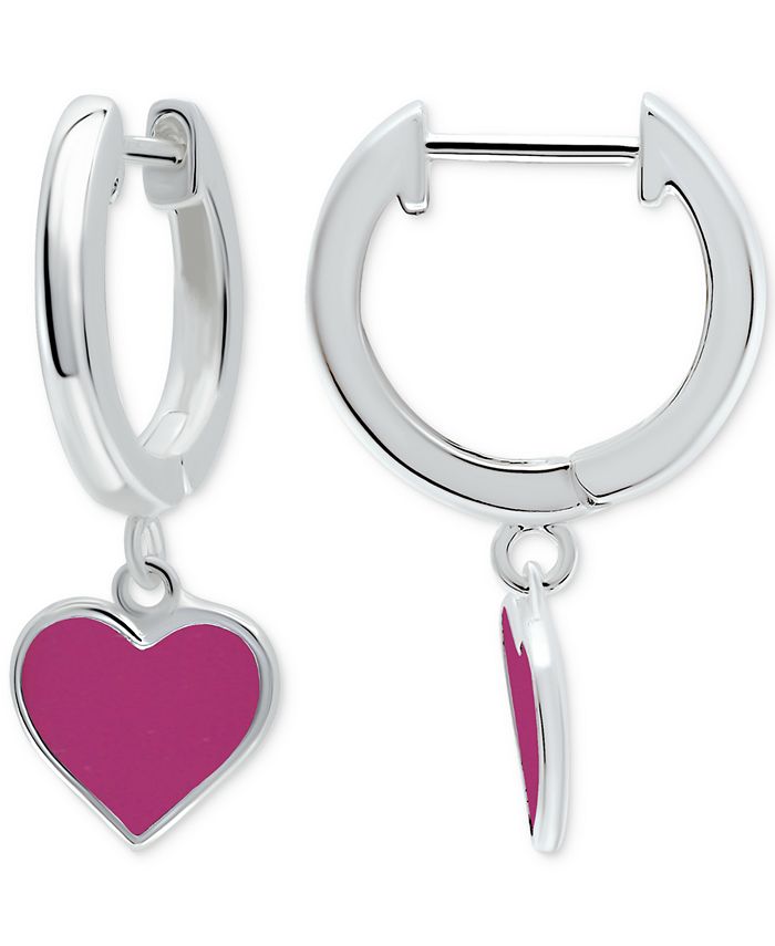 Giani Bernini Enamel Heart Dangle Hoop Earrings in Sterling Silver ...