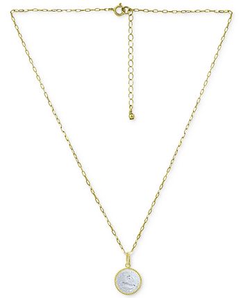 Giani Bernini - Two-Tone Coin Pendant Necklace in Sterling Silver & 18k Gold-Plate, 16" + 2" extender