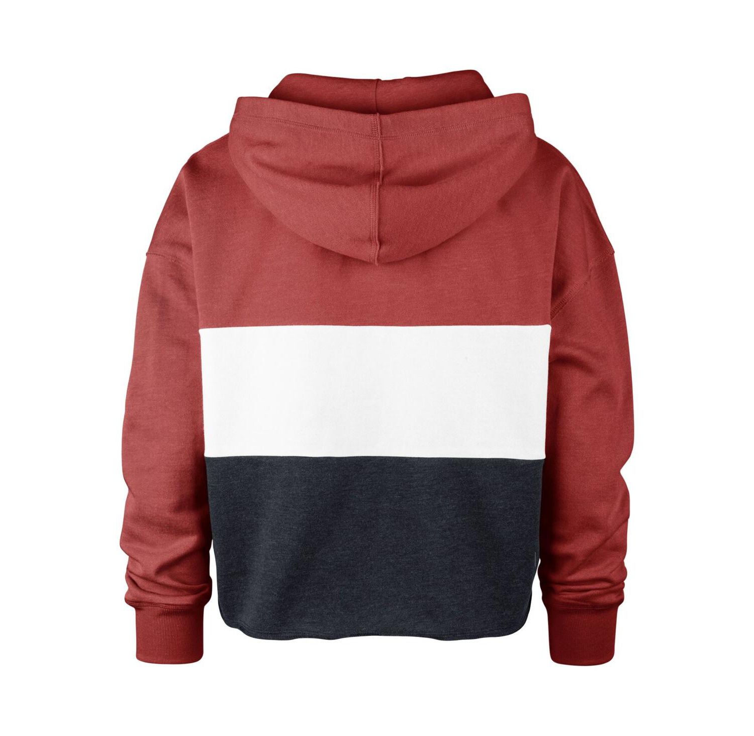 Women's '47 Heathered Red and Heathered Navy Washington Nationals Lizzy Cropped Pullover Hoodie