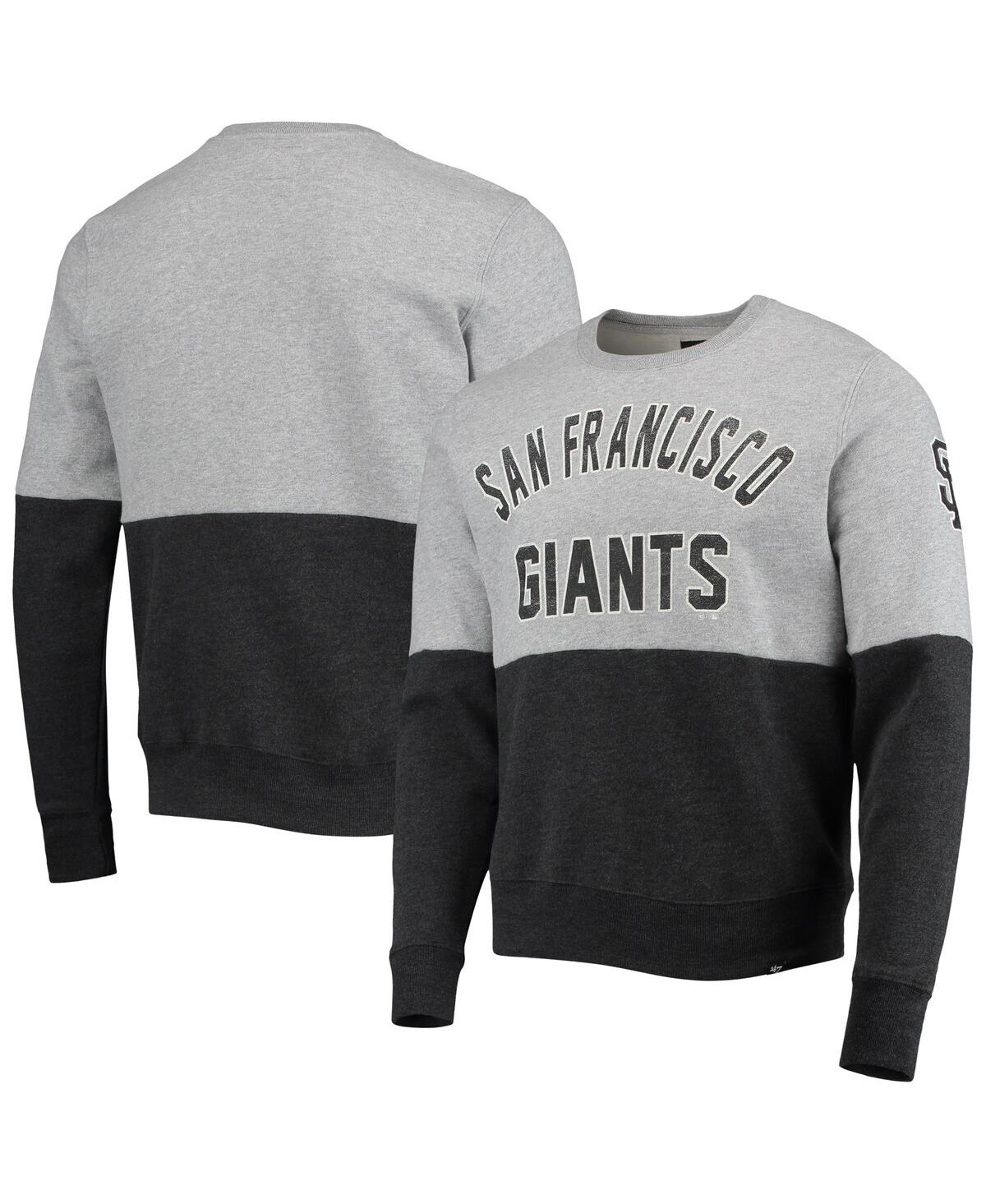 Men's '47 Heathered Gray and Heathered Black San Francisco Giants Two-Toned Team Pullover Sweatshirt - Heathered Gray, Heathered Black