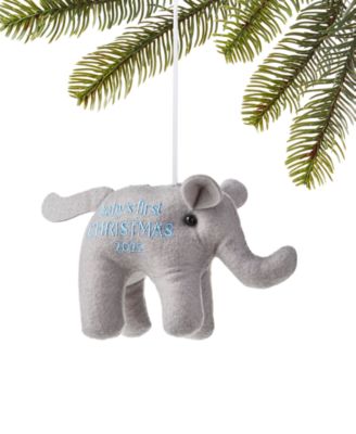 Holiday Lane - Baby's First Christmas Blue-Stitched Elephant Ornament