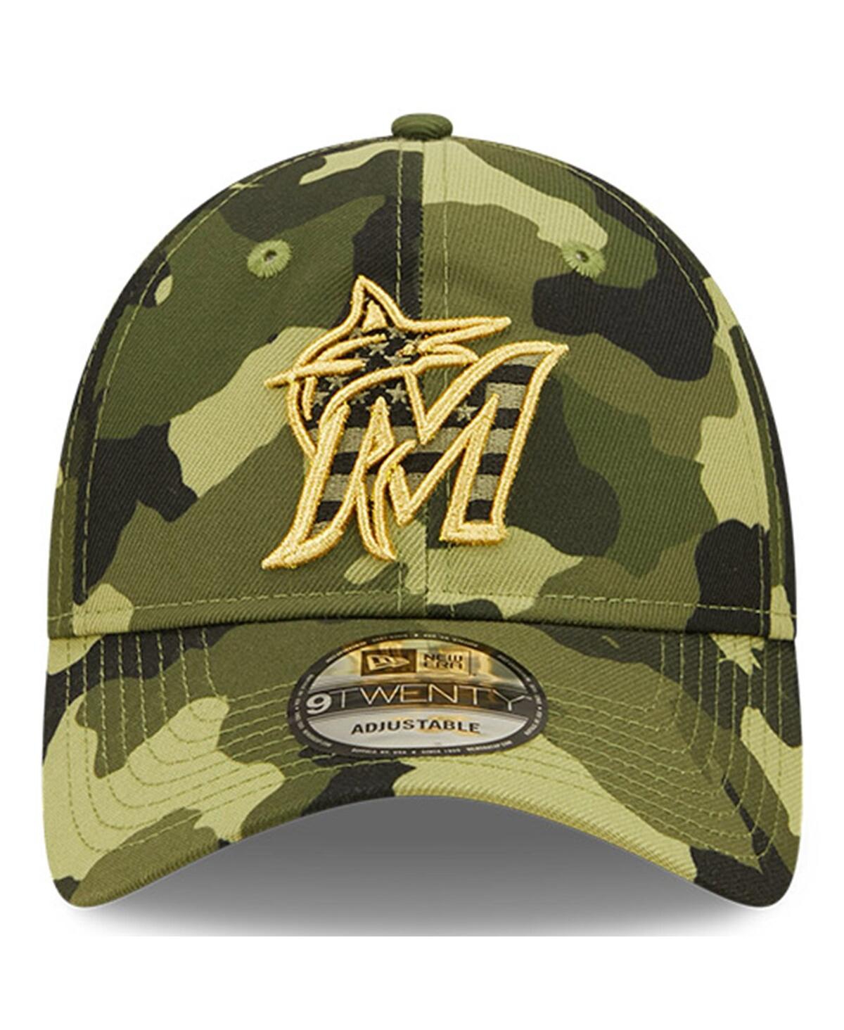 NEW ERA MEN'S NEW ERA CAMO MIAMI MARLINS 2022 ARMED FORCES DAY 9TWENTY ADJUSTABLE HAT 