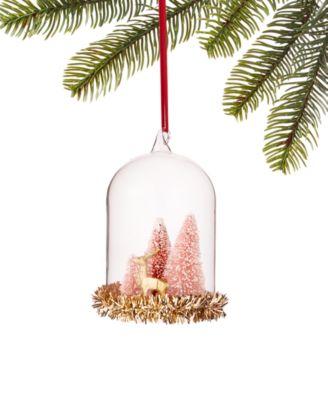 Holiday Lane - Linen Collection Deer & Trees Glass Dome Ornament
