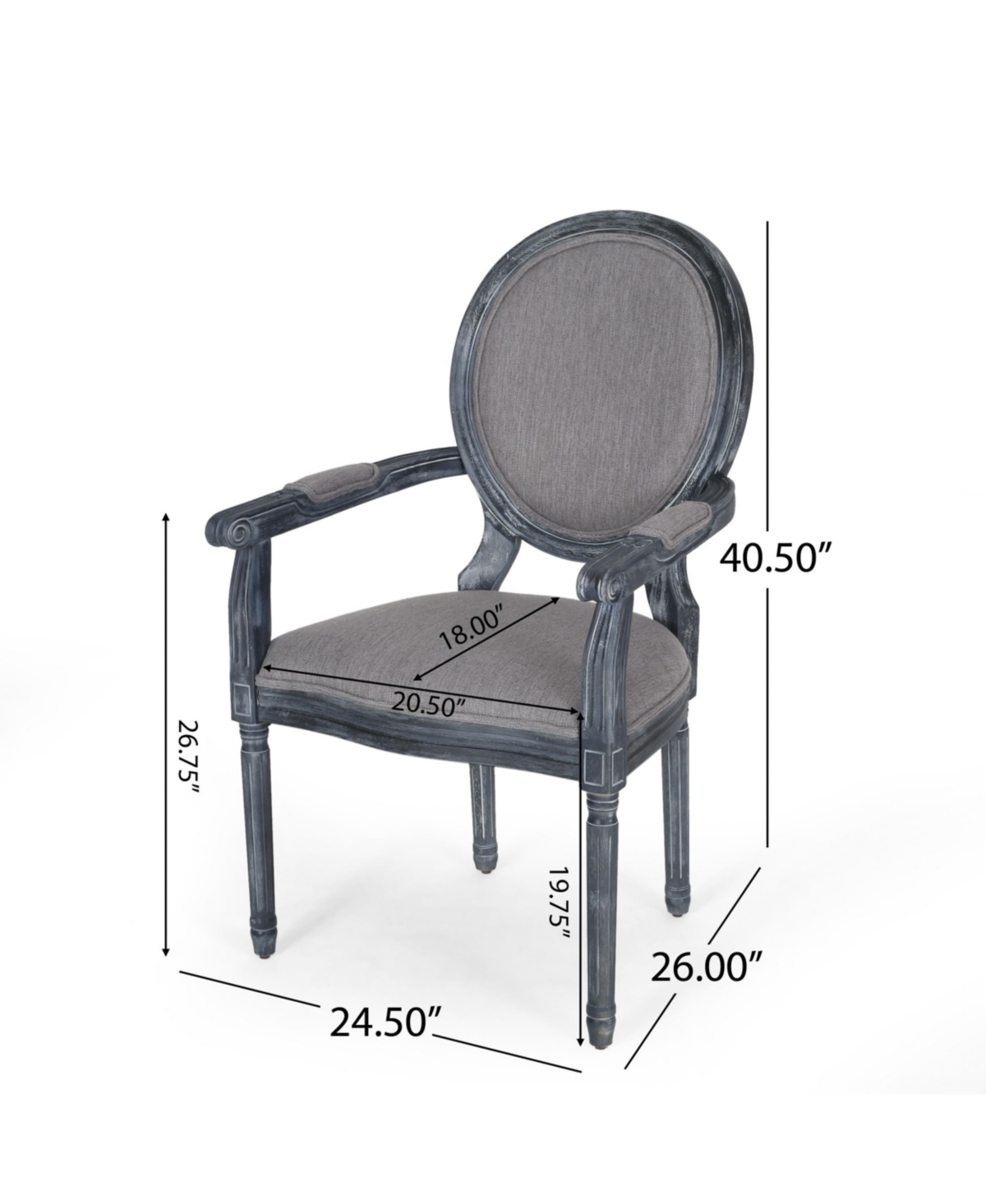 Noble House Judith French Country Wood Upholstered Dining Chair Set, 2 Piece In Gray